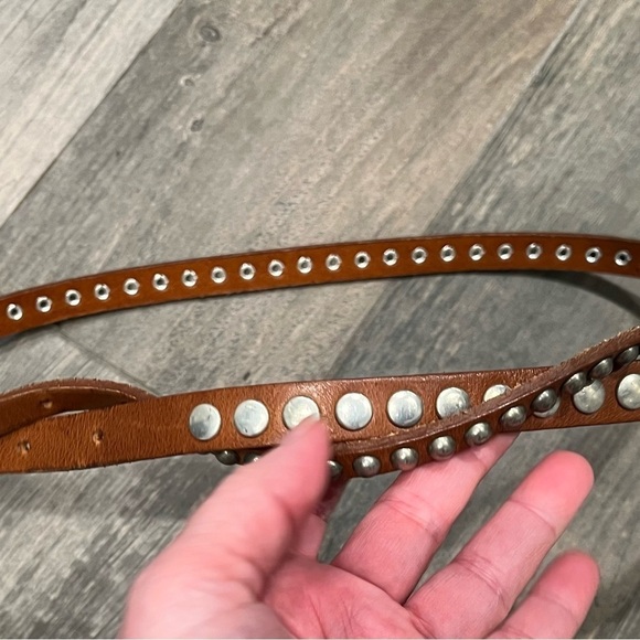 Sam Brown twist Double Silver Embellished Belt Brown Leather Medium Euro 85 $74 - Picture 2 of 7